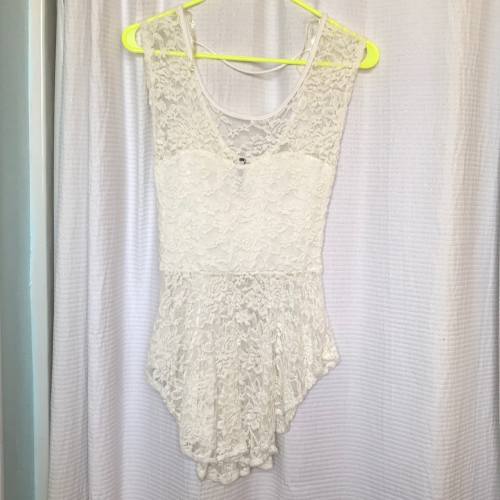 Sheer white lace shirt
